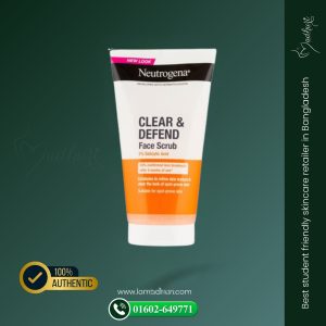 neutrogena clear & defend 2% salicylic acid face scrub (150ml)